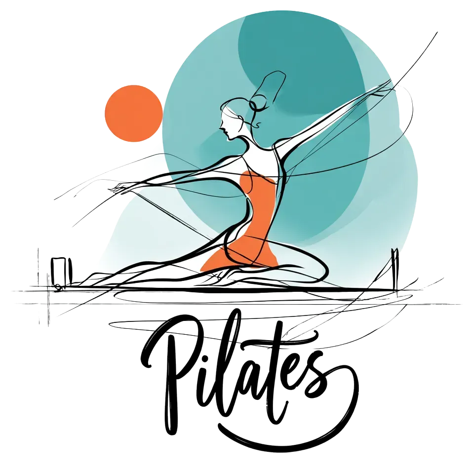 Illustration of a woman moving through a Pilates exercise, spine long and shoulders open